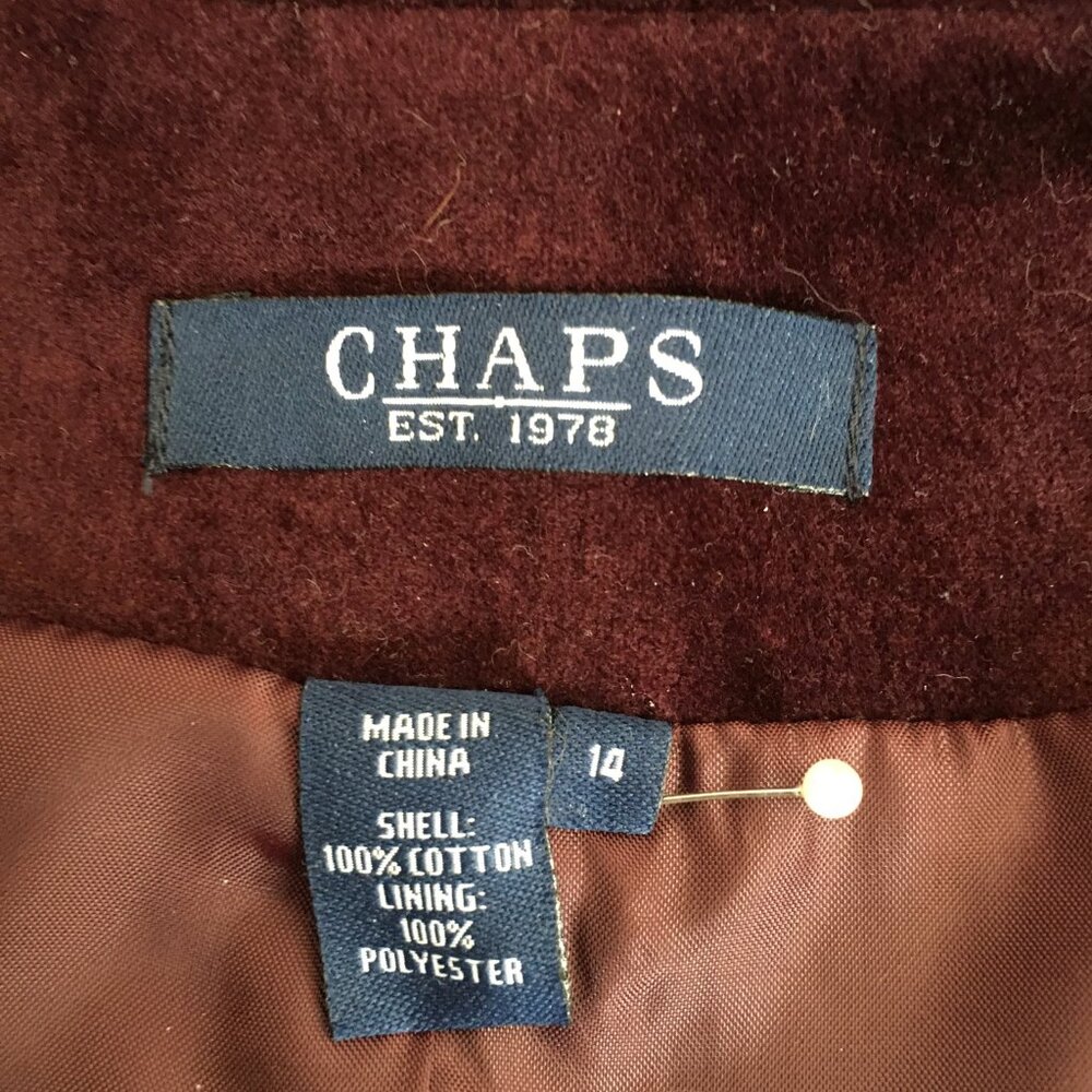 Chaps Burgundy Pantsuit with Gold Bow - Picture 3 of 6